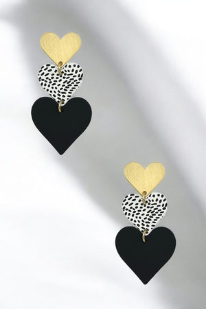 Triple Link Heart Drop Earring