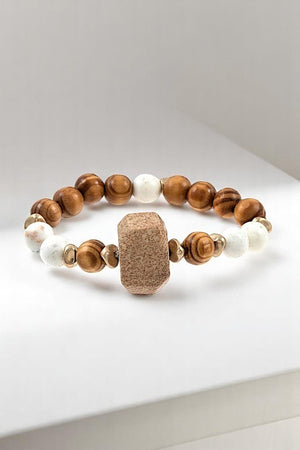 FACETED STONE BEADED STRETCH BRACELET