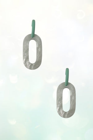 Oval Acetate Semi Hoop Link Earring