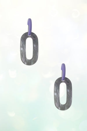 Oval Acetate Semi Hoop Link Earring