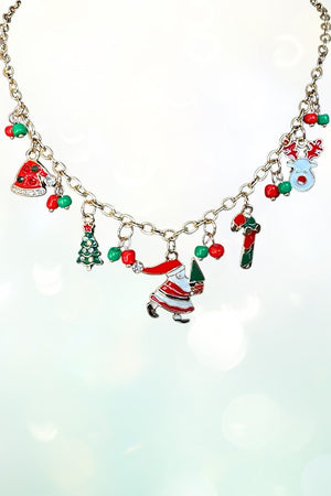 CHRISTMAS THEME MULTI CHARM DANGLE NECKLACE
