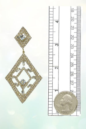 RHINESTONE PAVE DIAMOND SHAPE DROP EARRING