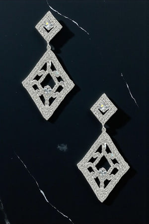 RHINESTONE PAVE DIAMOND SHAPE DROP EARRING