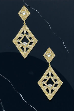 RHINESTONE PAVE DIAMOND SHAPE DROP EARRING