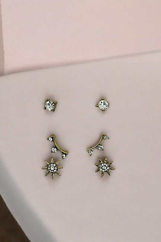 STARBURST MIX POST EARRING SET