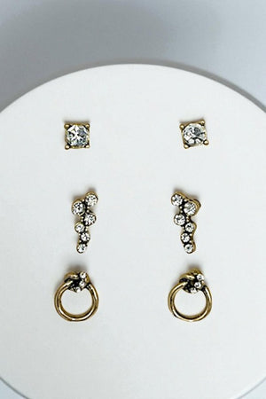 FRAMED GEM RING POST EARRING SET