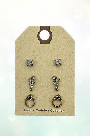 FRAMED GEM RING POST EARRING SET