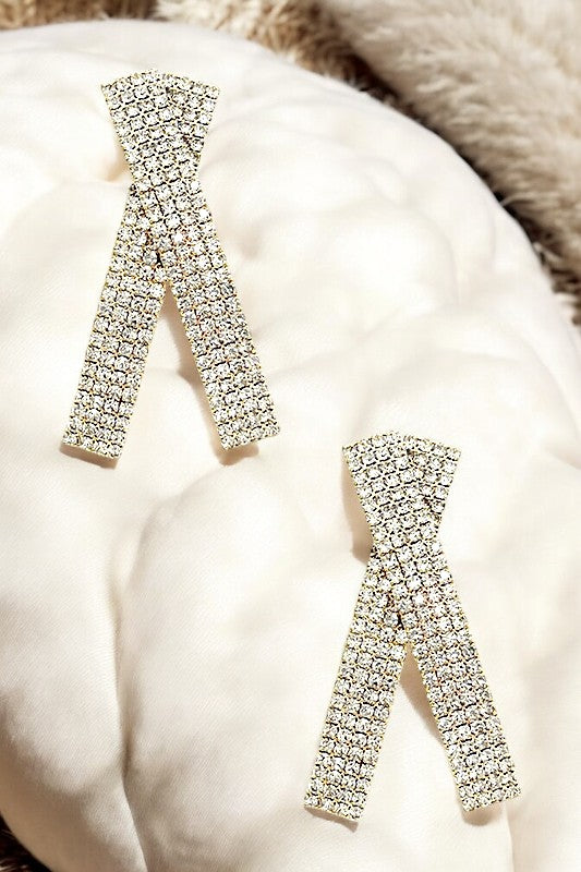 Rhinestone Pave Crossover Earring