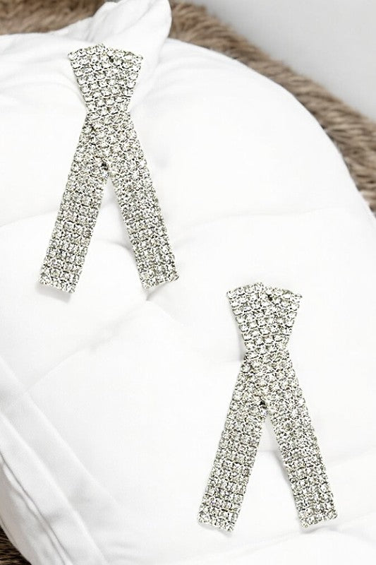 Rhinestone Pave Crossover Earring