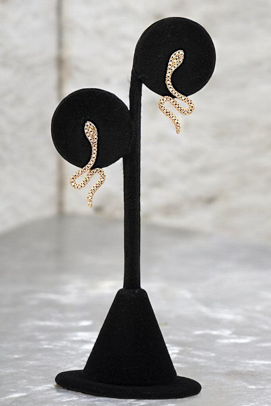 CZ STONE PAVE SNAKE POST EARRING