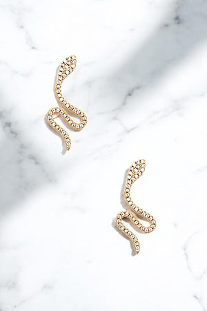 CZ STONE PAVE SNAKE POST EARRING