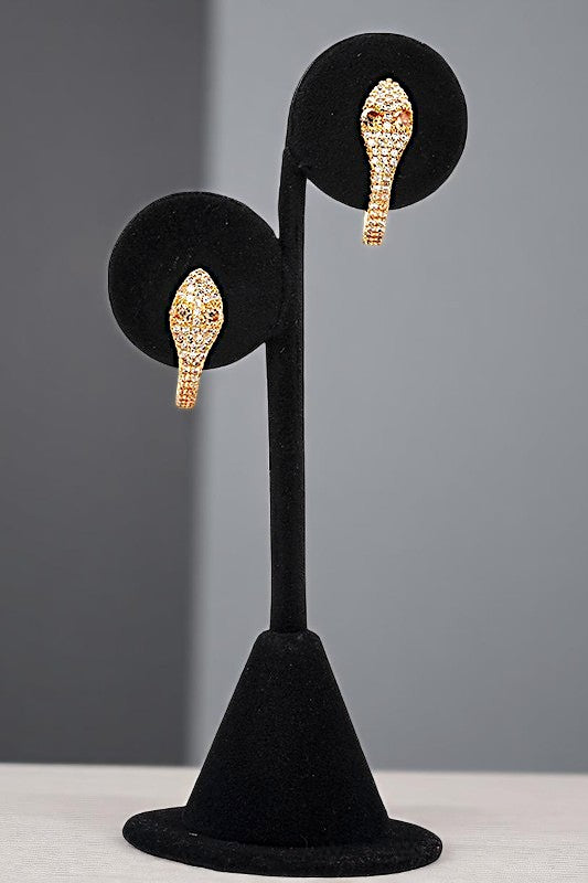 SNAKE HEAD CZ STONE PAVE EARRING