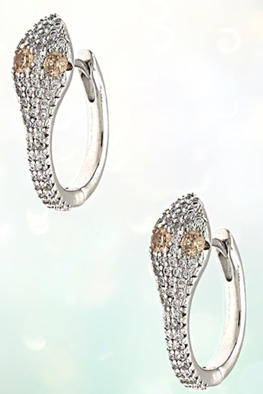 SNAKE HEAD CZ STONE PAVE EARRING