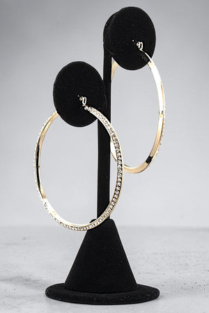 LARGE RHINESTONE PAVE HOOP EARRING