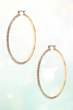 LARGE RHINESTONE PAVE HOOP EARRING