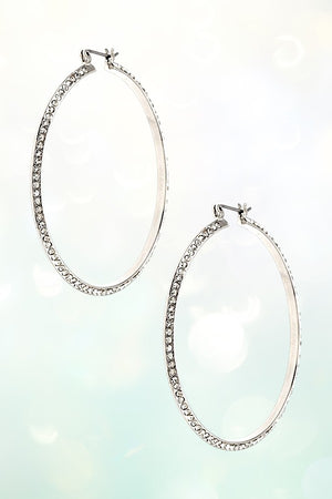 LARGE RHINESTONE PAVE HOOP EARRING
