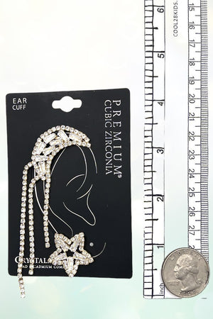 CUBIC GEM PAVE MOON AND STAR EAR CUFF STUD EARRING SET