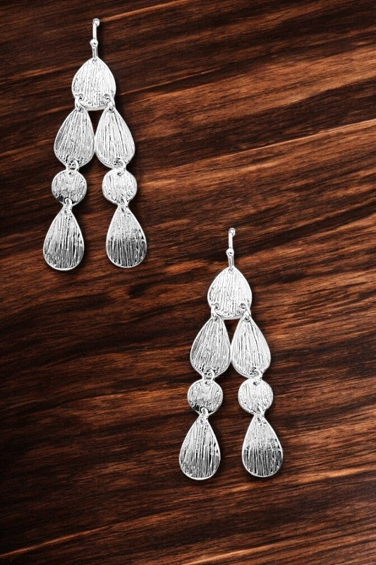 Textured Multi Teardrop Dangle Earring