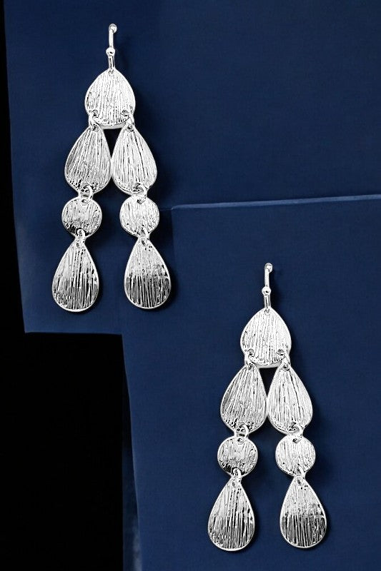 Textured Multi Teardrop Dangle Earring