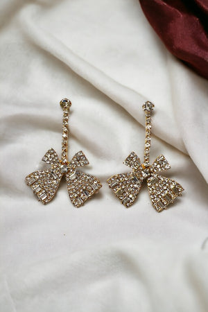 Rhinestone Pave Bow Dangle Earring