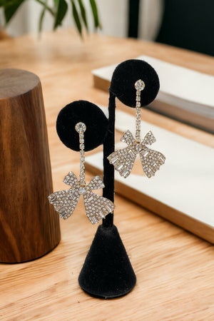 Rhinestone Pave Bow Dangle Earring