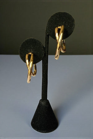 DOUBLE RING POST SEMI HOOP EARRING