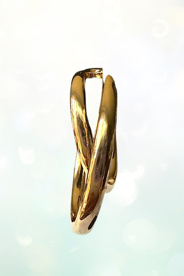 DOUBLE RING POST SEMI HOOP EARRING