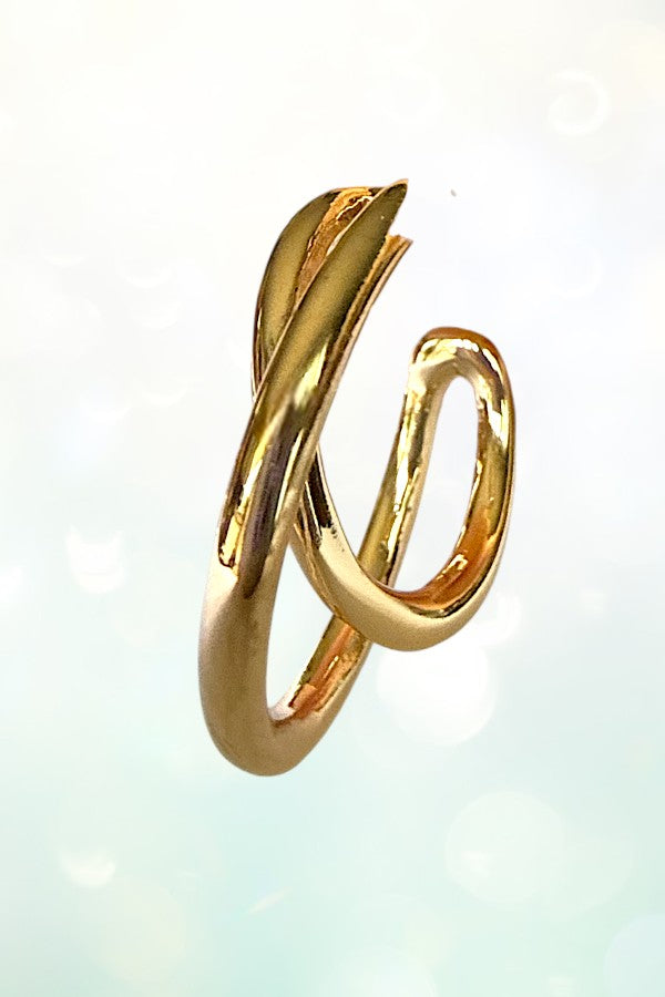 DOUBLE RING POST SEMI HOOP EARRING