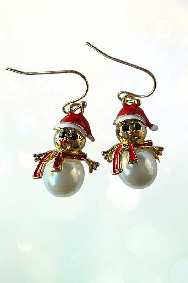 PEARL SNOWMAN DANGLE EARRING