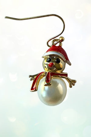PEARL SNOWMAN DANGLE EARRING