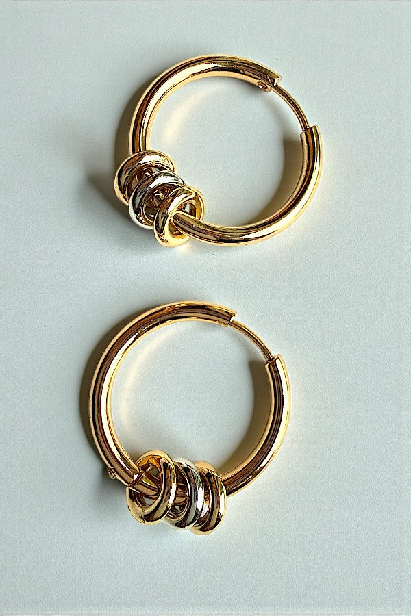 STAINLESS STEEL RINGS DANGLE HOOP EARRING