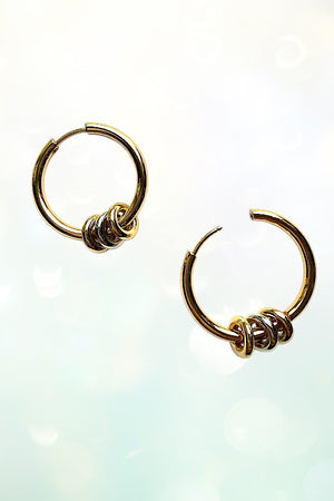 STAINLESS STEEL RINGS DANGLE HOOP EARRING