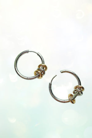 STAINLESS STEEL RINGS DANGLE HOOP EARRING