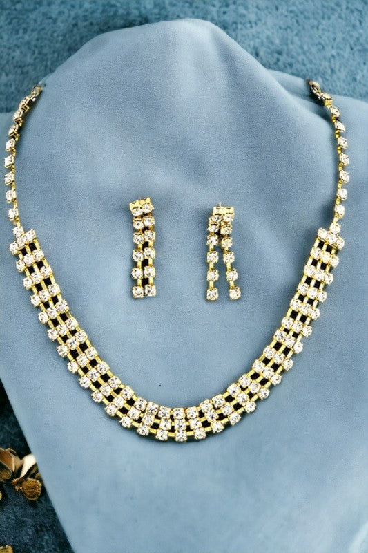 Rhinestone Pave Necklace Set