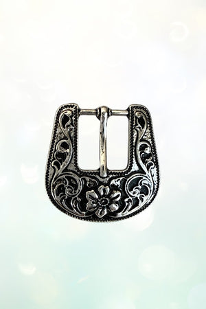 FLORAL ETCHED BELT BUCKLE POST EARRING