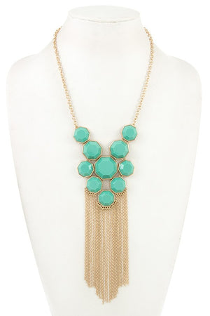 Faceted Stone with Tassel Necklace