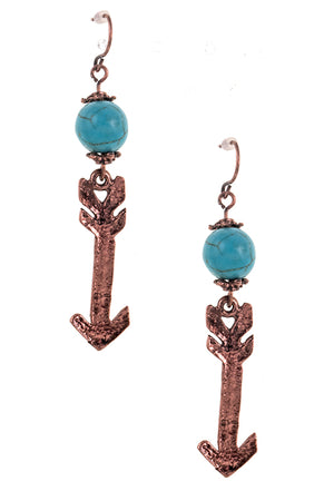 DROP ARROW BEAD ACCENT DANGLE EARRING