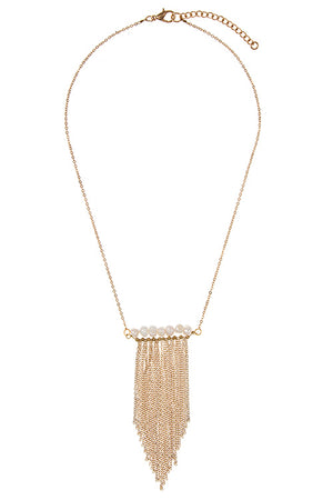 FRESHWATER PEARL FRINGE TASSEL CHAIN LONG NECKLACE