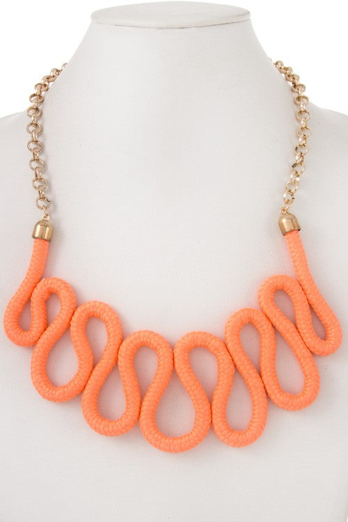 Wave Accent Rope Bib Necklace