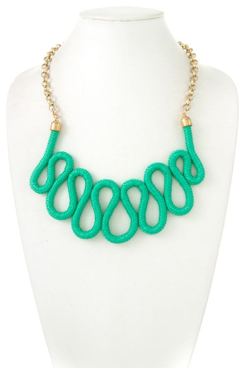 Wave Accent Rope Bib Necklace