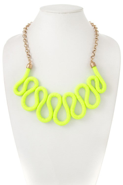 Wave Accent Rope Bib Necklace