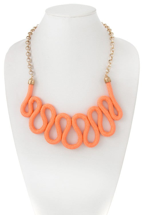Wave Accent Rope Bib Necklace