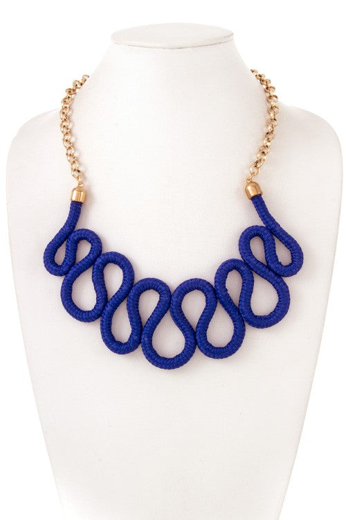 Wave Accent Rope Bib Necklace