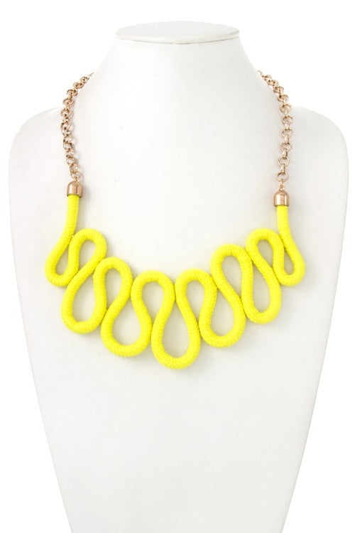 Wave Accent Rope Bib Necklace