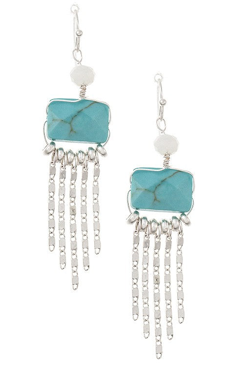 Faceted Faux Chain Fringe Dangle Earring