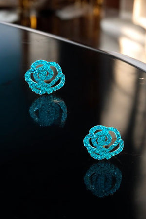 RHINESTONE ROSE OUTLINED POST EARRING