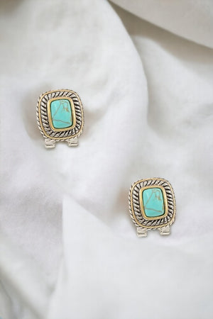 Cable Framed Gem Post Earring