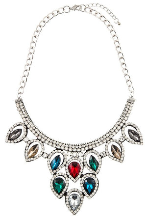 Crystal and Rhinestone Marquise Shaped Cloth Necklace