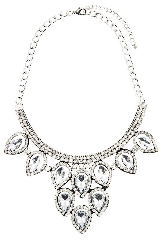 Crystal and Rhinestone Marquise Shaped Cloth Necklace