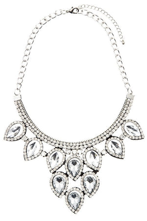 Crystal and Rhinestone Marquise Shaped Cloth Necklace